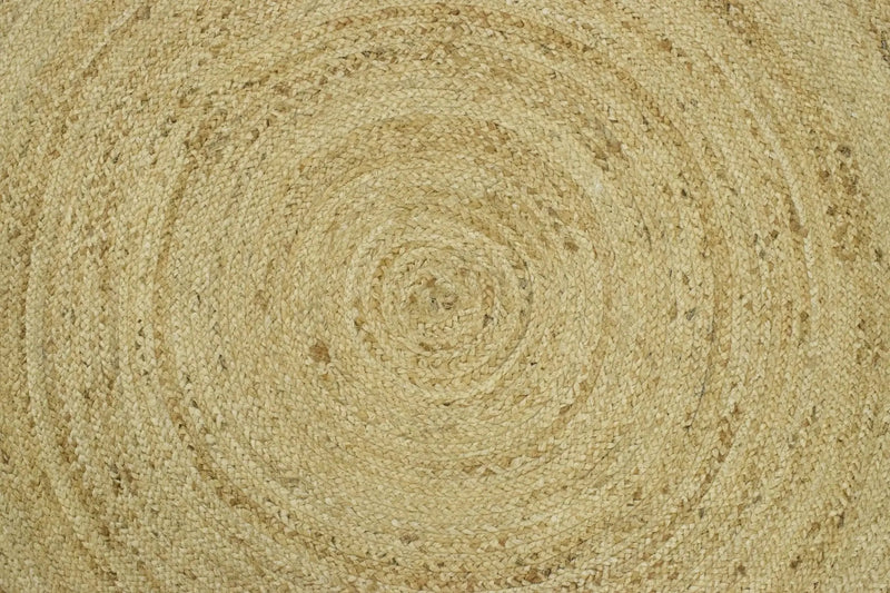 100% ALL NATURAL FIBER HAND BRAIDED BOHO WHITE ROUND JUTE RUG | JR4 by The Rug Decor