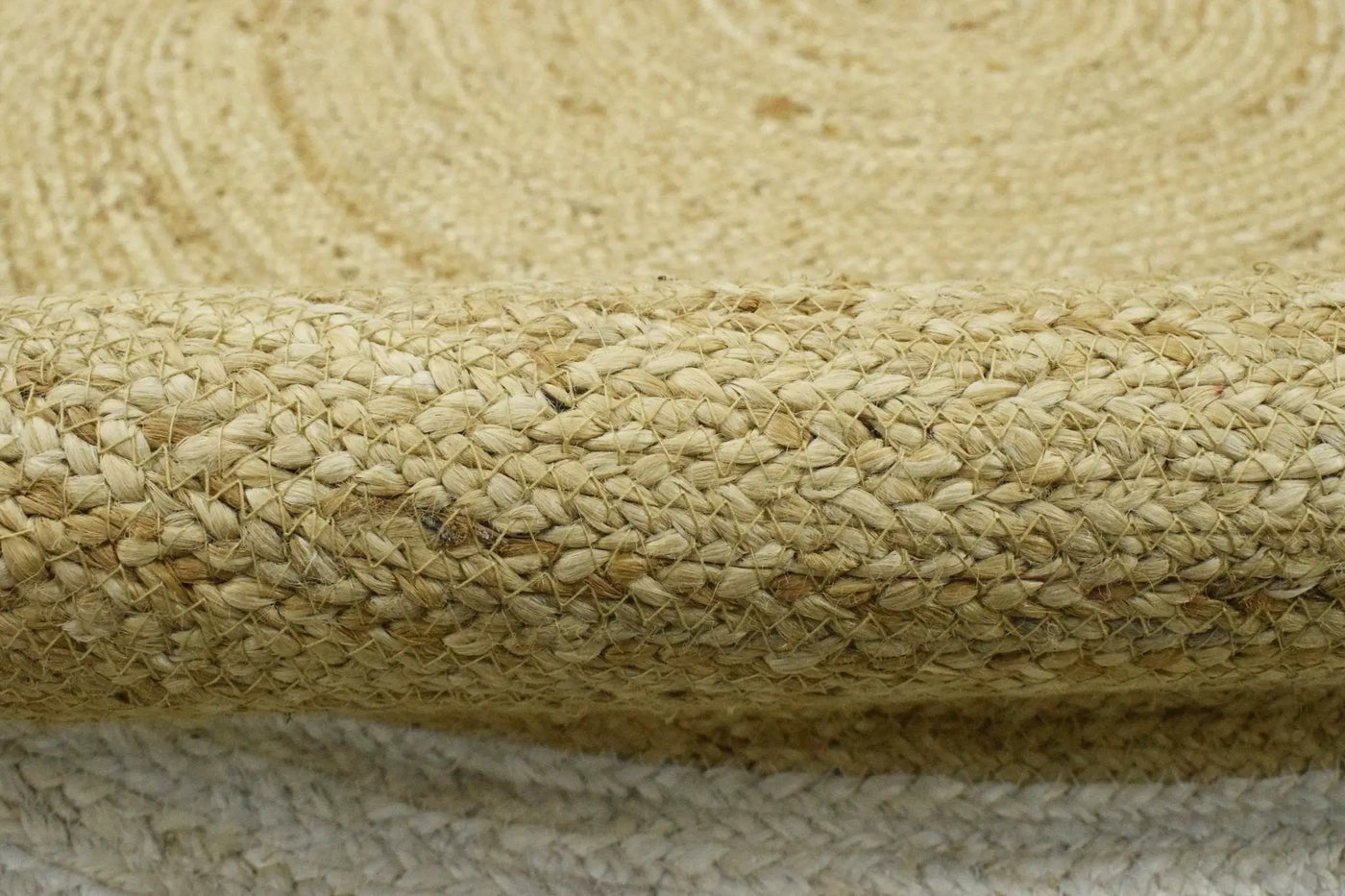 100% ALL NATURAL FIBER HAND BRAIDED BOHO WHITE ROUND JUTE RUG | JR4 by The Rug Decor