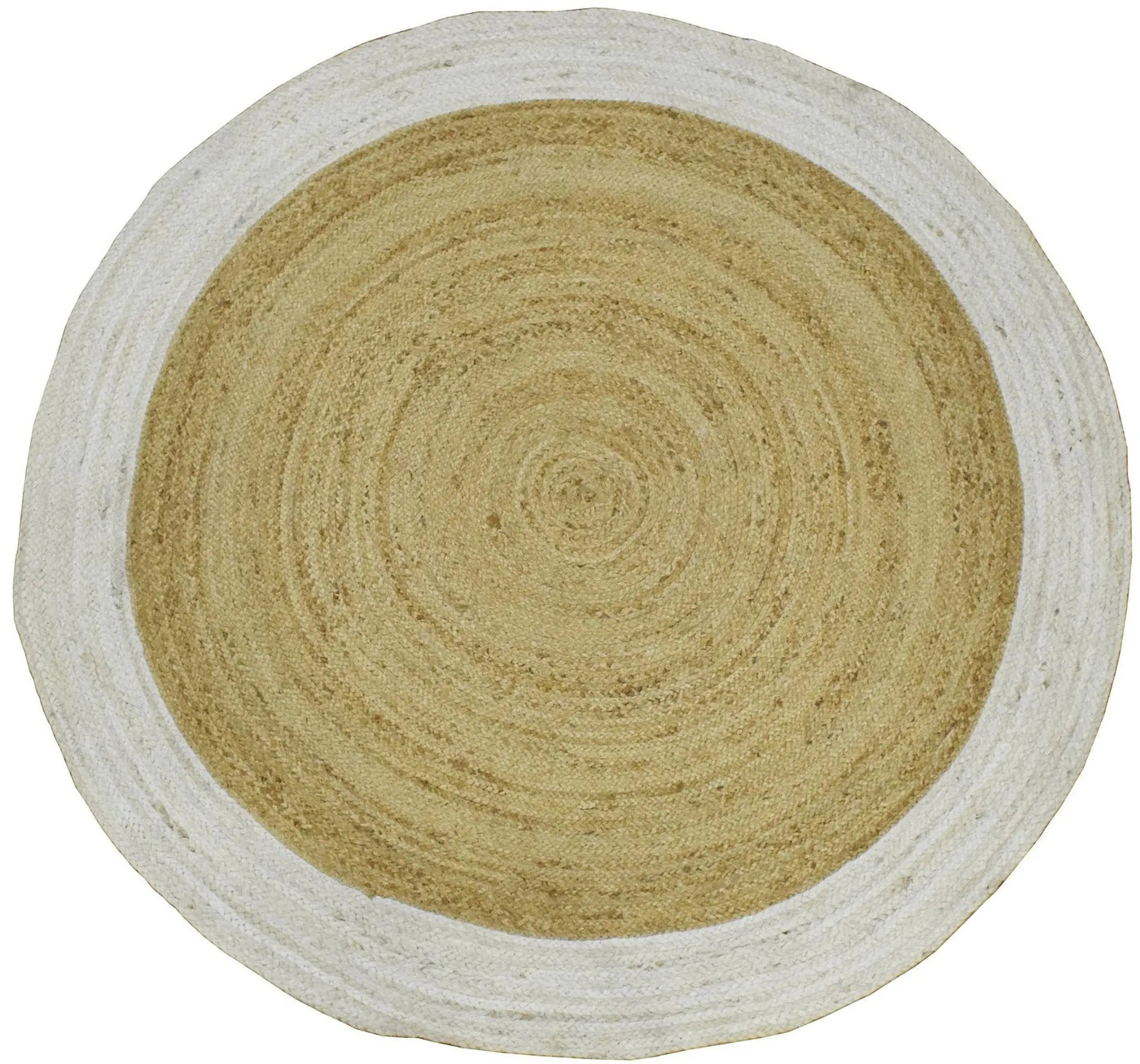 100% ALL NATURAL FIBER HAND BRAIDED BOHO WHITE ROUND JUTE RUG | JR4 by The Rug Decor