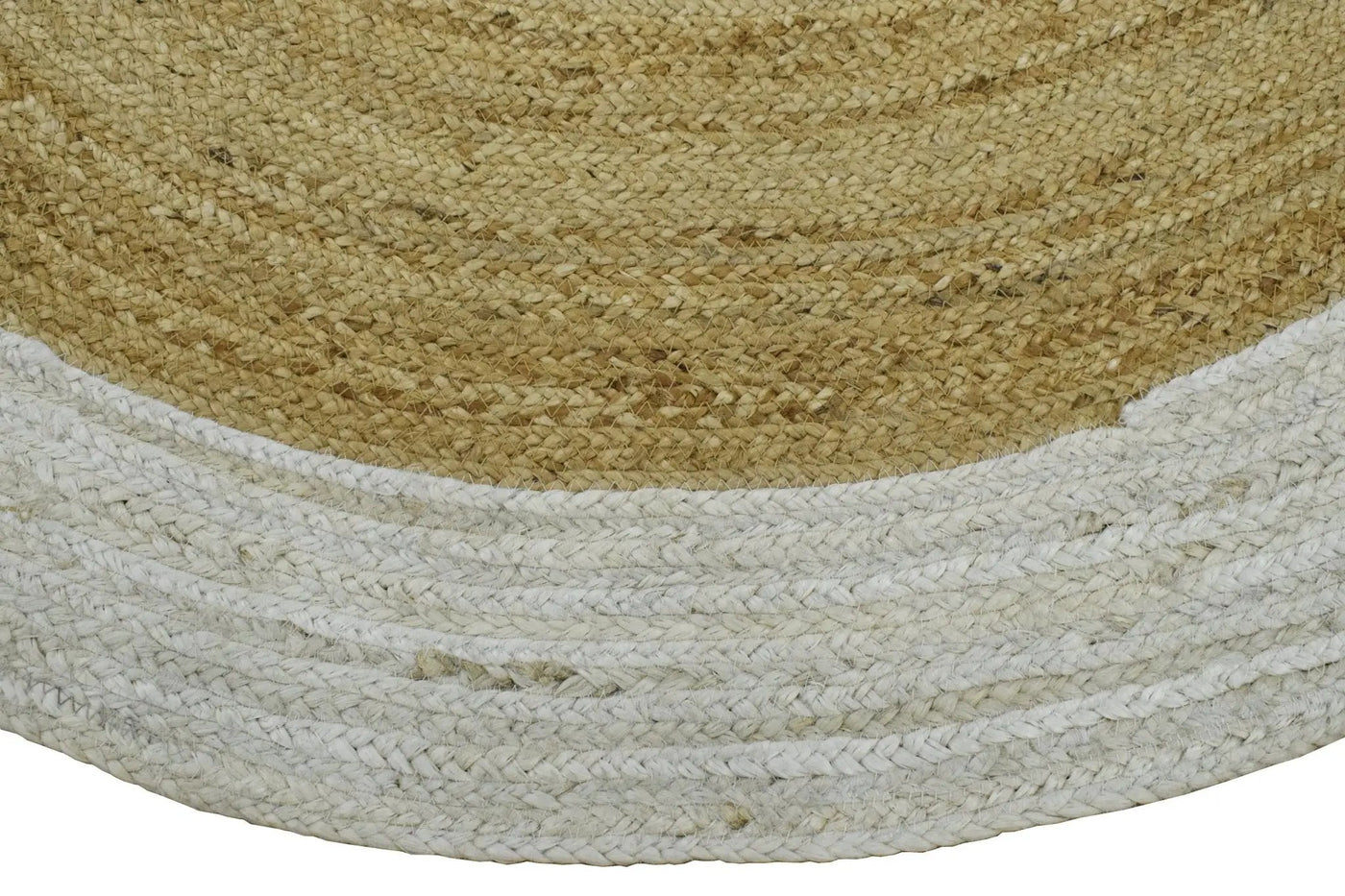 100% ALL NATURAL FIBER HAND BRAIDED BOHO WHITE ROUND JUTE RUG | JR4 by The Rug Decor