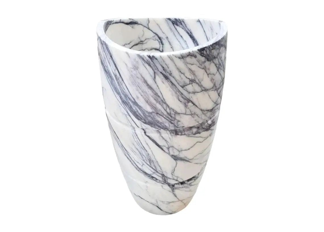 Turkish Marble Curved Pedestal Sink - Sculptural Design 22x34 by GobekDesign