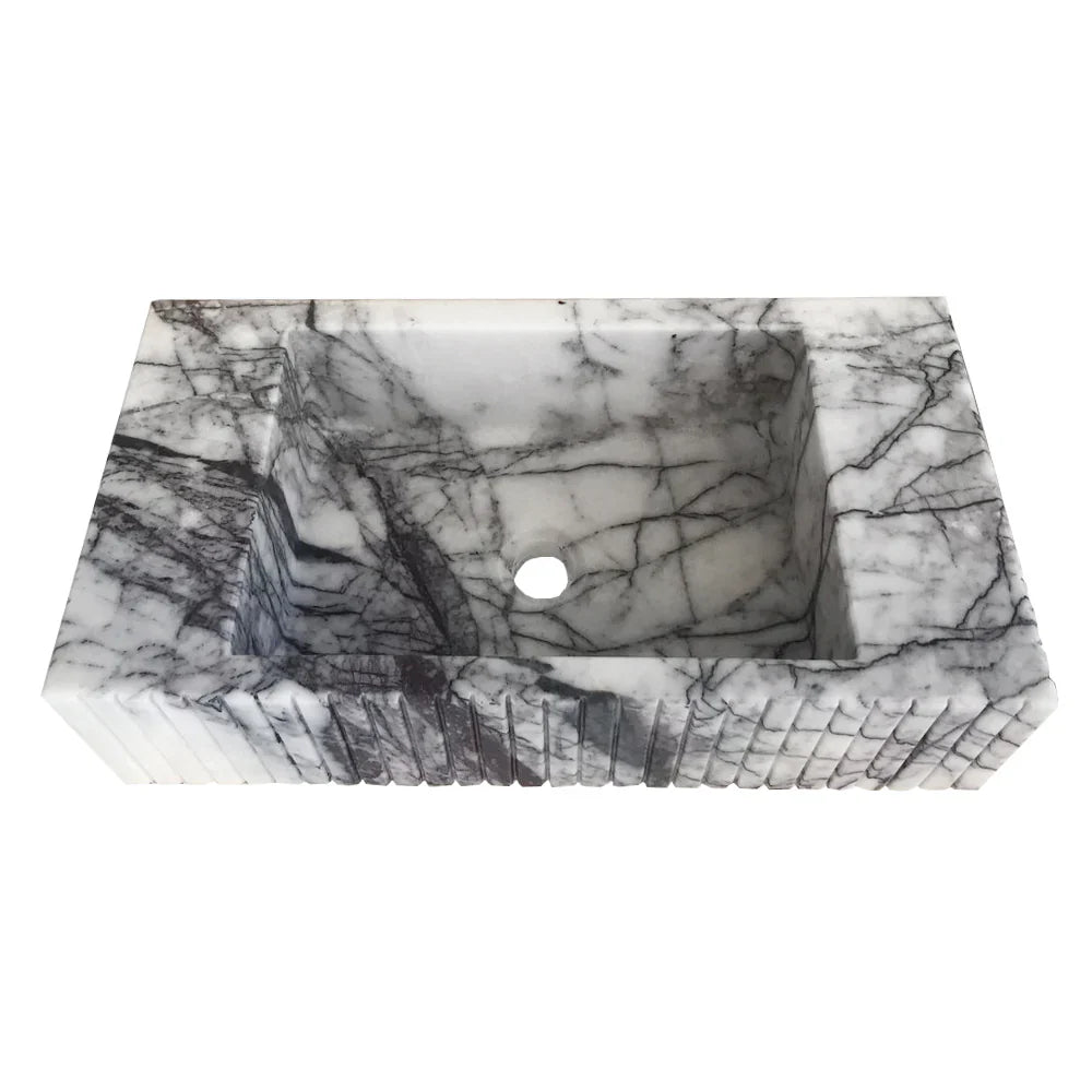 New York Marble Wall-mount Bathroom Sink Fluted (W)12" (L)20" (H)5" by GobekDesign