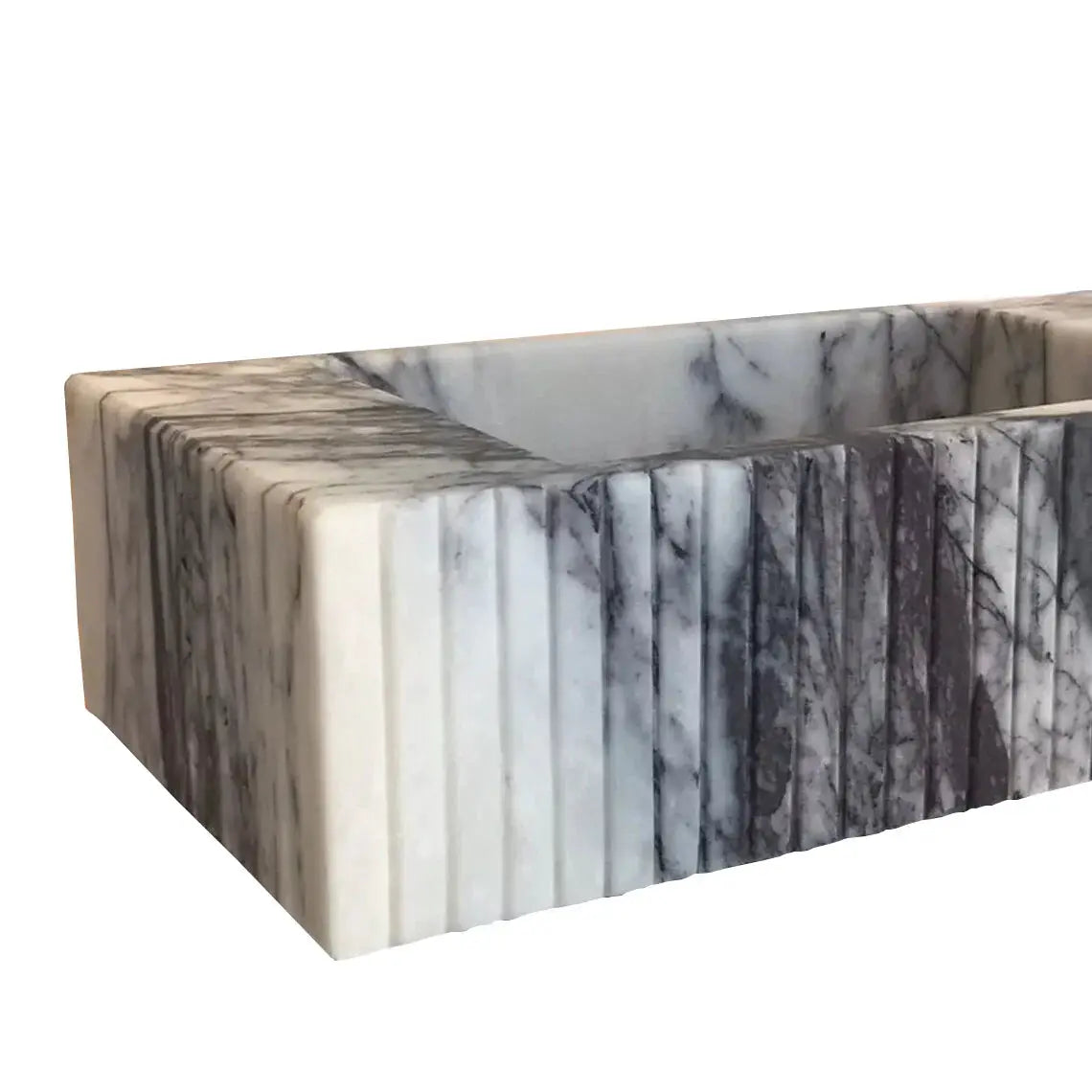 New York Marble Wall Mount Bathroom Sink Fluted Design with 12 by 20 by 5 Inch Size by GobekDesign