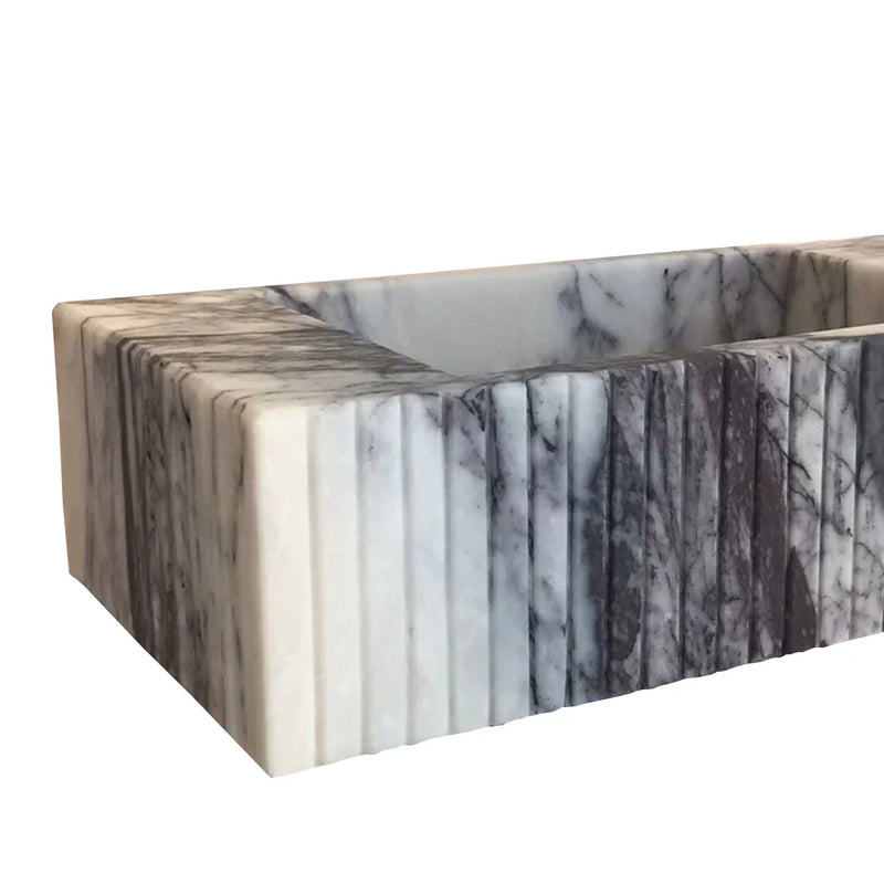 New York Marble Wall-mount Bathroom Sink Fluted (W)12" (L)20" (H)5" by GobekDesign