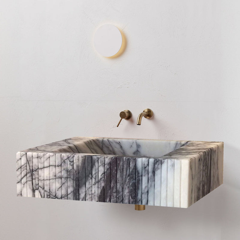 New York Marble Wall-mount Bathroom Sink Fluted (W)12" (L)20" (H)5" by GobekDesign