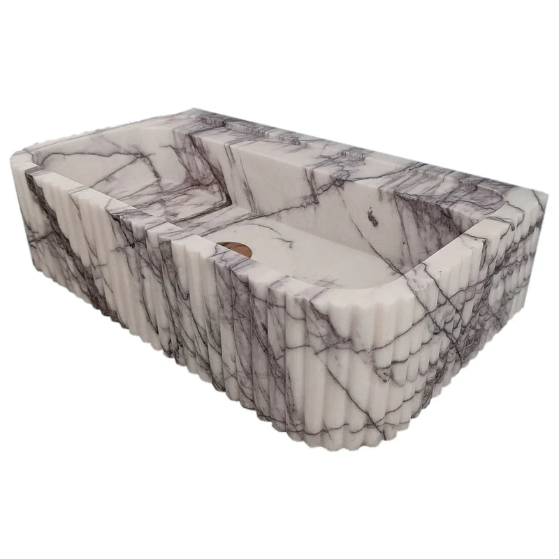 New York Marble Wall-mount Bathroom Sink Ribbed Textured (W)14" (L)24" (H)6" by GobekDesign