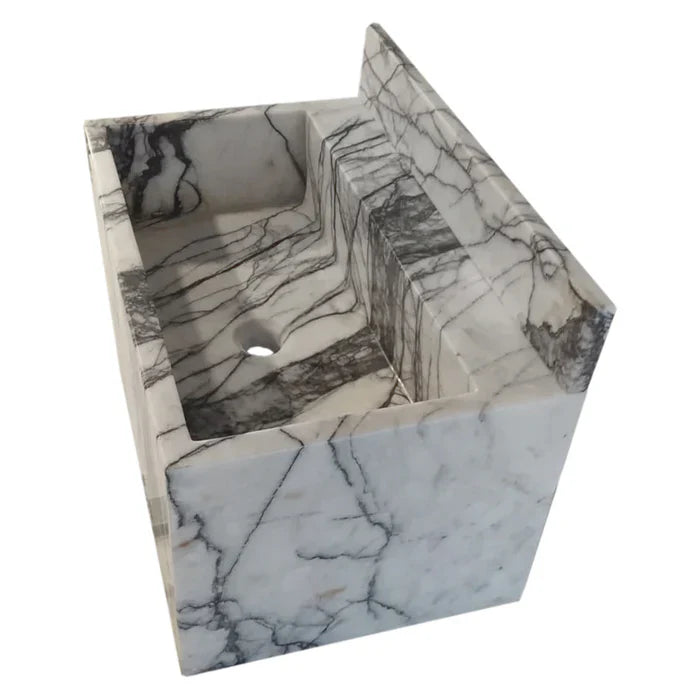 New York Marble Wall-Mount Bathroom Sink with Backsplash (W)16" (L)24" (H)12" by GobekDesign
