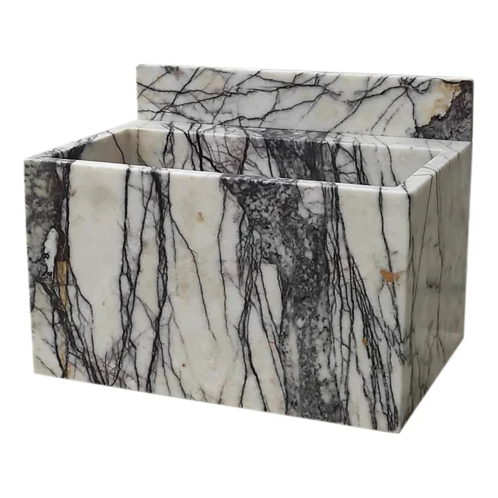 New York Marble Wall-Mount Bathroom Sink with Backsplash (W)16" (L)24" (H)12" by GobekDesign