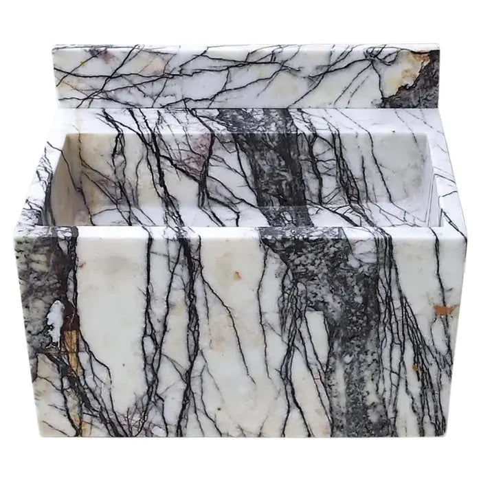Turkish Marble Wall-Mount Bathroom Sink with Backsplash 16 x 24 x 12 by GobekDesign