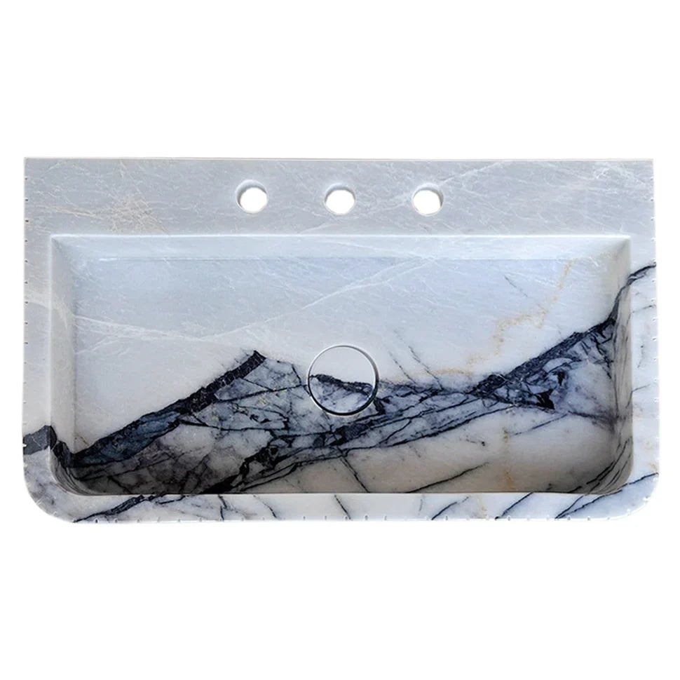 New York Marble Wall-mount Bathroom Sink Fluted Front and Edges (W)16" (L)28" (H)5" by GobekDesign