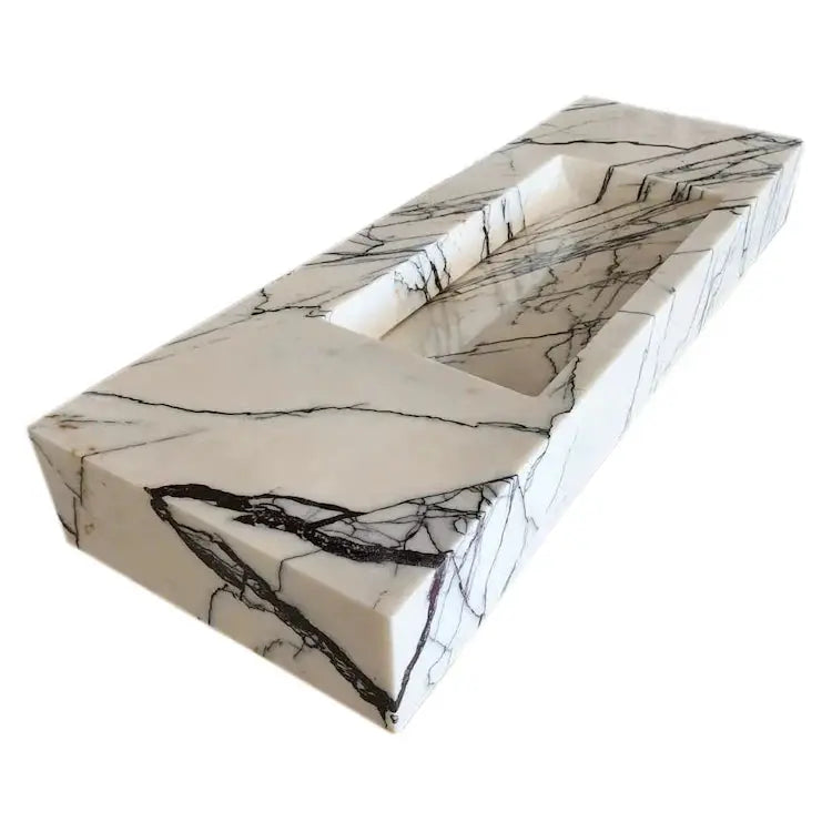 Turkish Marble Wall-mount Rectangular Bathroom Sink 43 Inch - Polished by GobekDesign