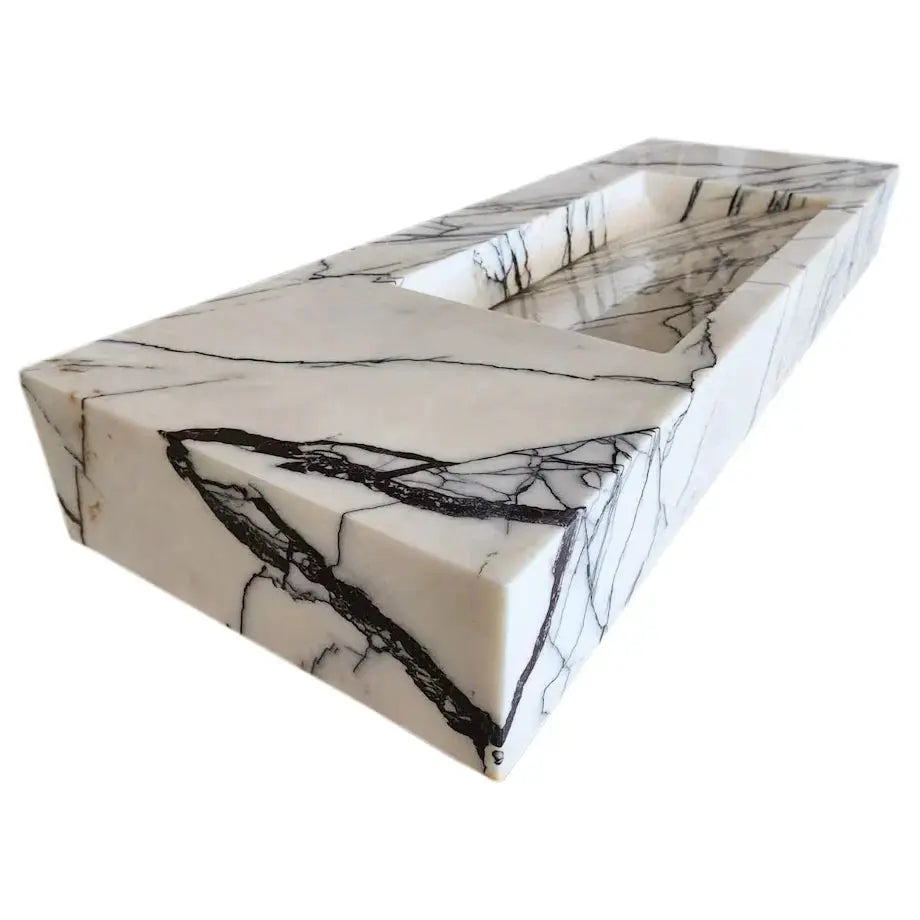Turkish Marble Wall-mount Rectangular Bathroom Sink 43 Inch - Polished by GobekDesign