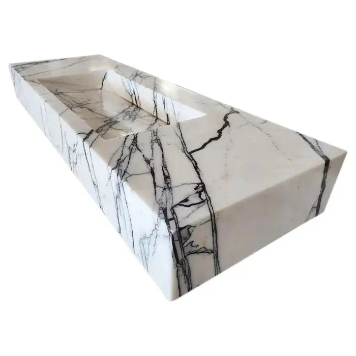 Turkish Marble Wall-mount Rectangular Bathroom Sink 43 Inch - Polished by GobekDesign