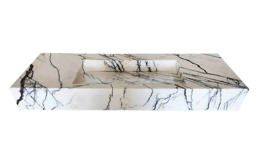 Turkish Marble Wall-mount Rectangular Bathroom Sink 43 Inch - Polished by GobekDesign
