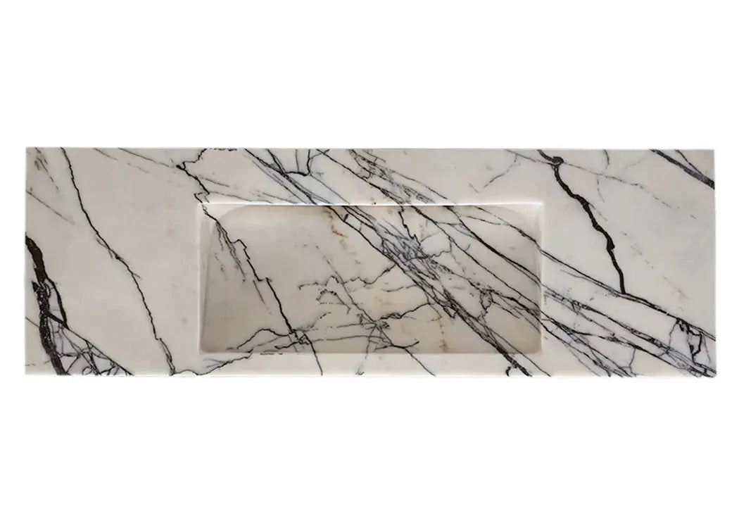 Turkish Marble Wall-mount Rectangular Bathroom Sink 43 Inch - Polished by GobekDesign