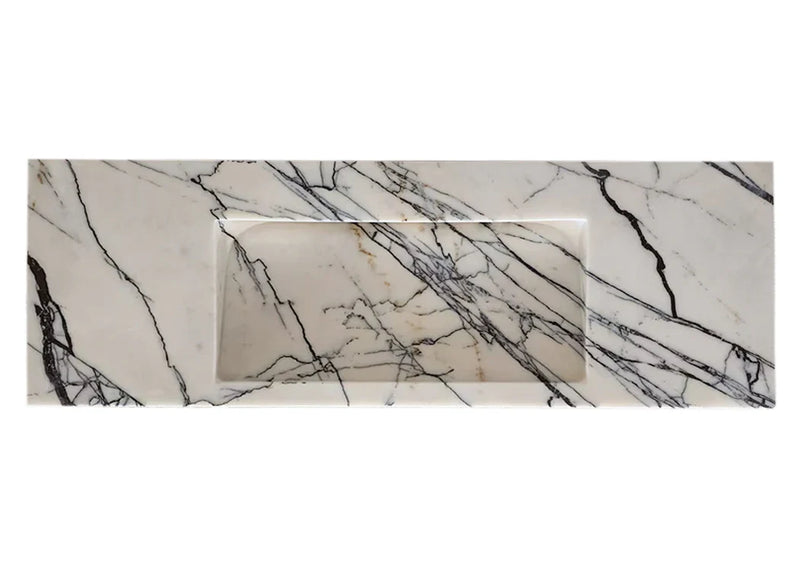 New York Marble Wall-mount Bathroom Sink Hidden Drain Polished (W)16" (L)43" (H)6" by GobekDesign