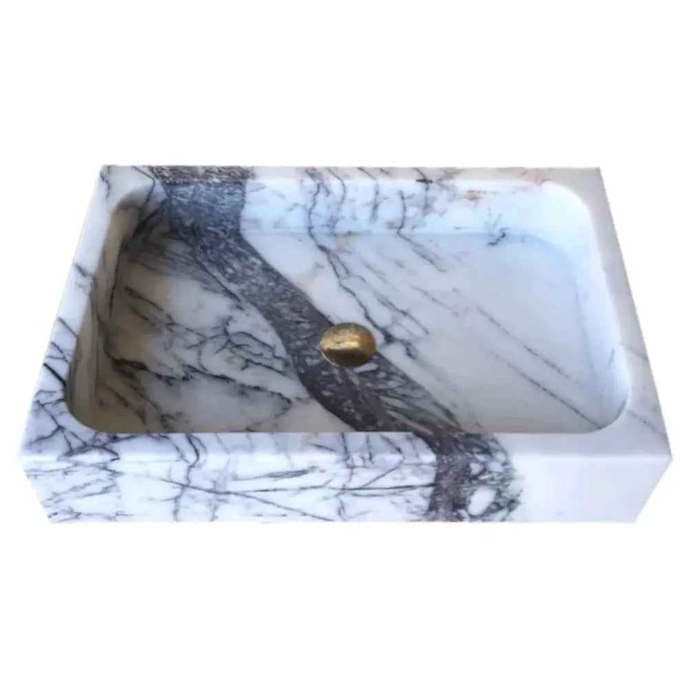 Turkish Marble Rectangular Wall-mount Bathroom Sink - Polished 16x24x5 by GobekDesign