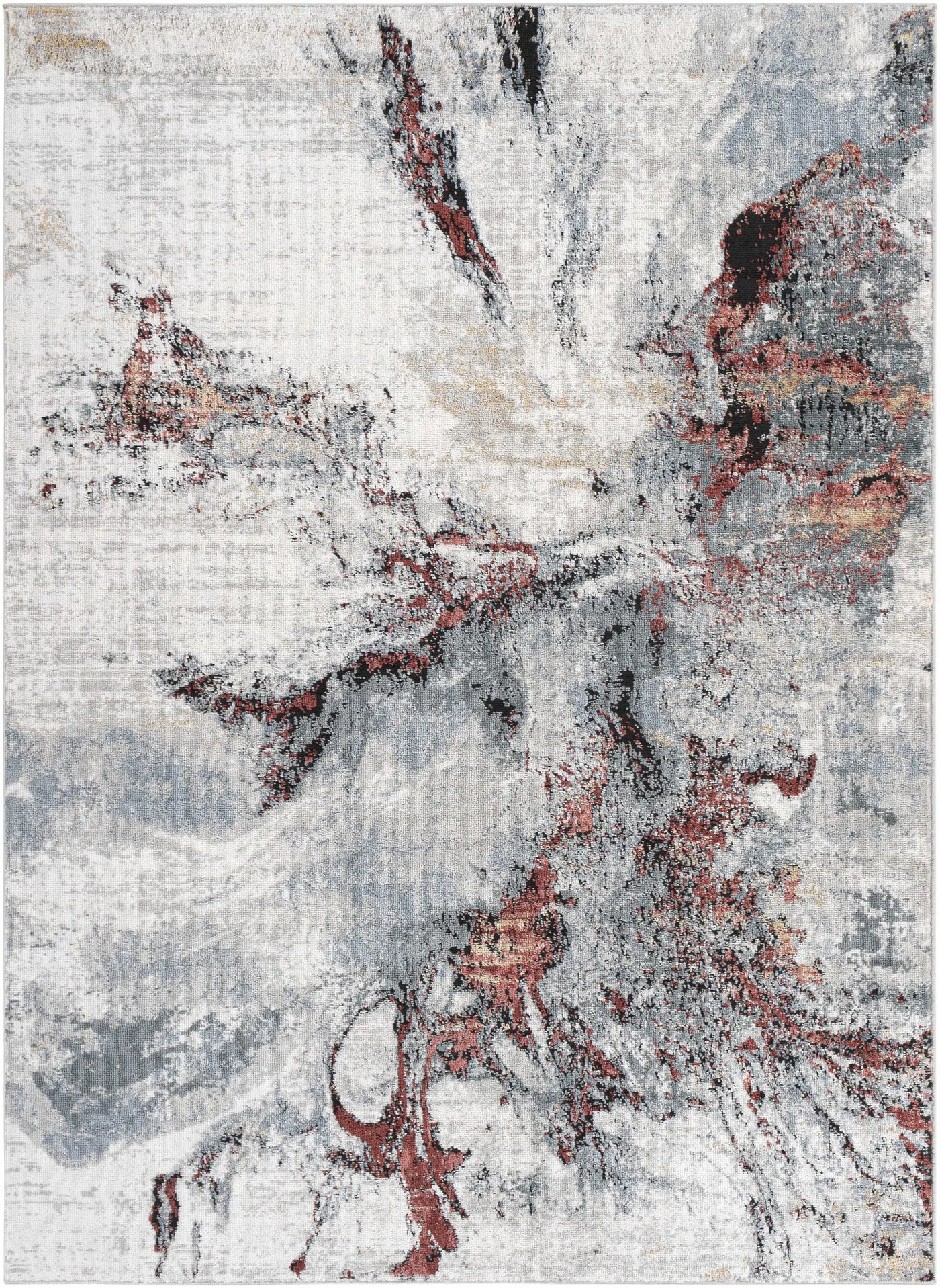 Kirkland Silver-Red Marble Rug by Boutique Rugs