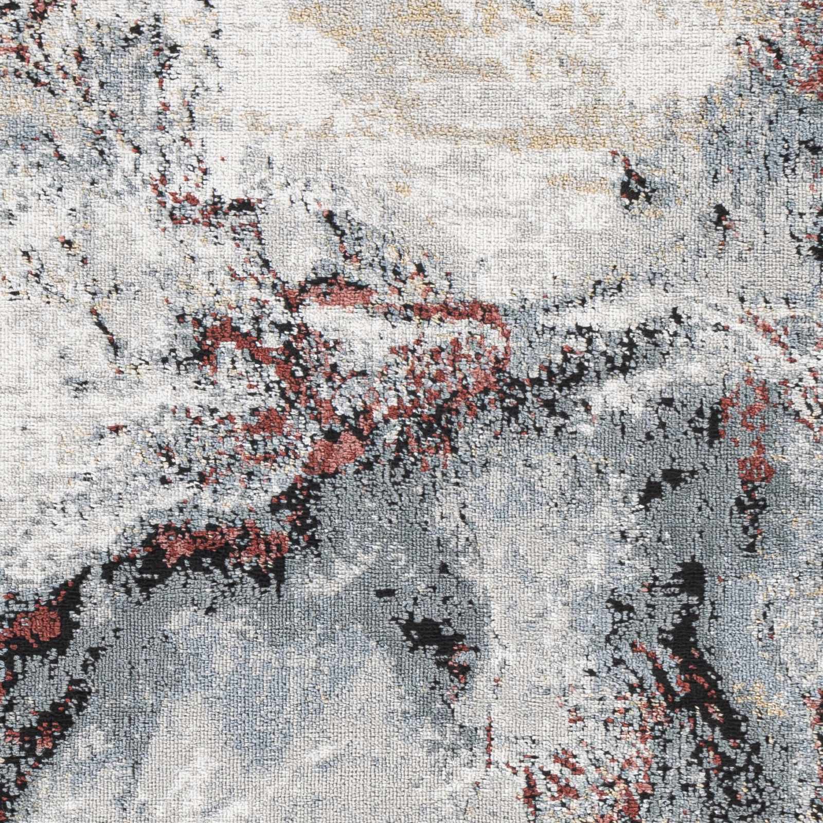 Kirkland Silver-Red Marble Rug by Boutique Rugs