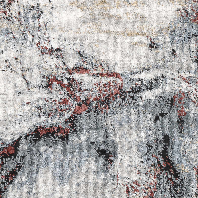 Kirkland Silver-Red Marble Rug by Boutique Rugs