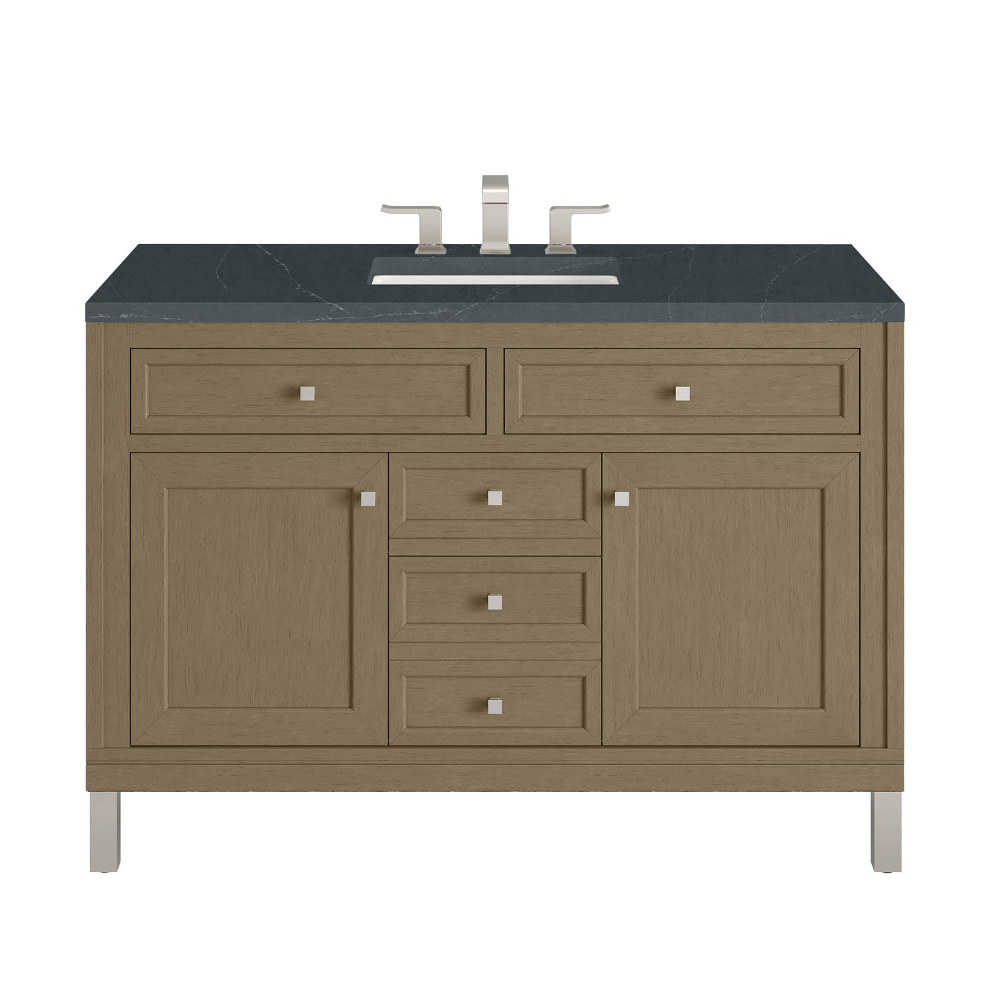 James Martin Chicago 48" Single Bathroom Vanity, Walnut Whisper with Charcoal Soapstone countertop