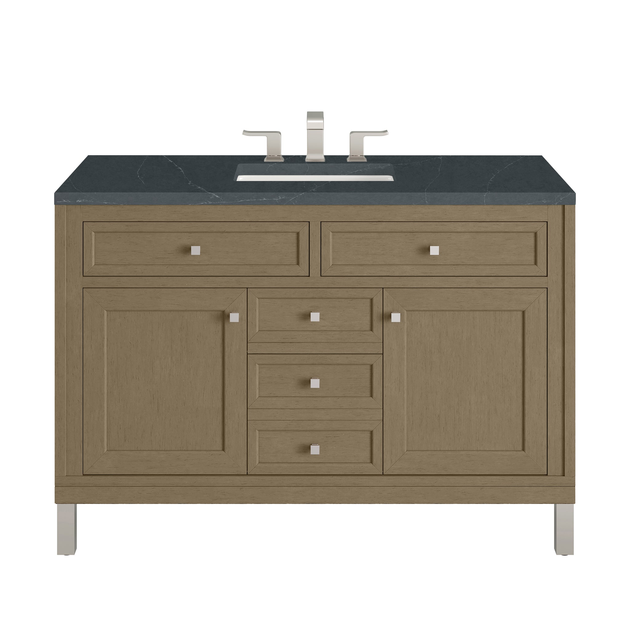 James Martin Chicago 48" Single Bathroom Vanity, Walnut Whisper with Charcoal Soapstone countertop
