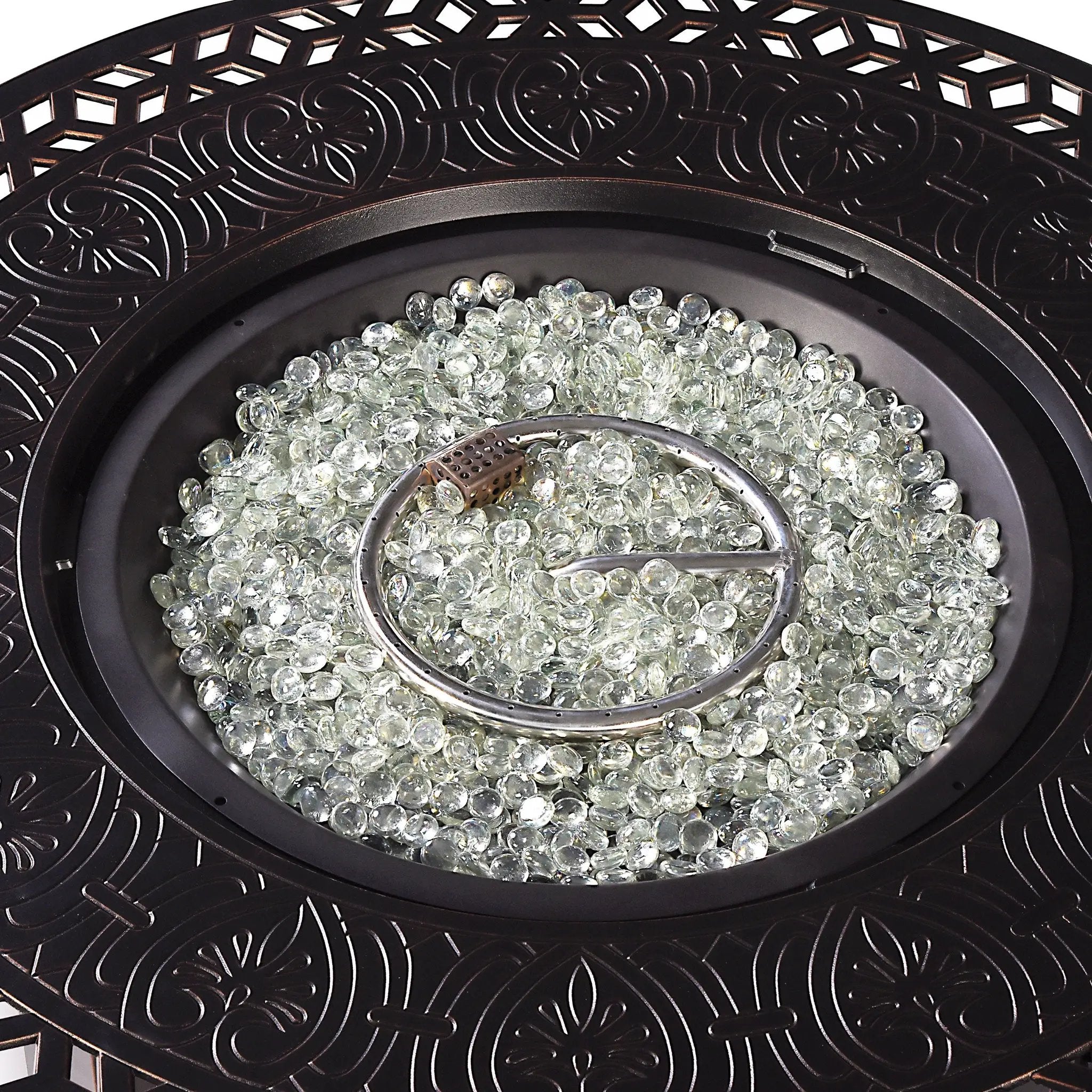Aluminum 44-in Round Propane Fire Table with Beads, Covers and Lid by Sharicks