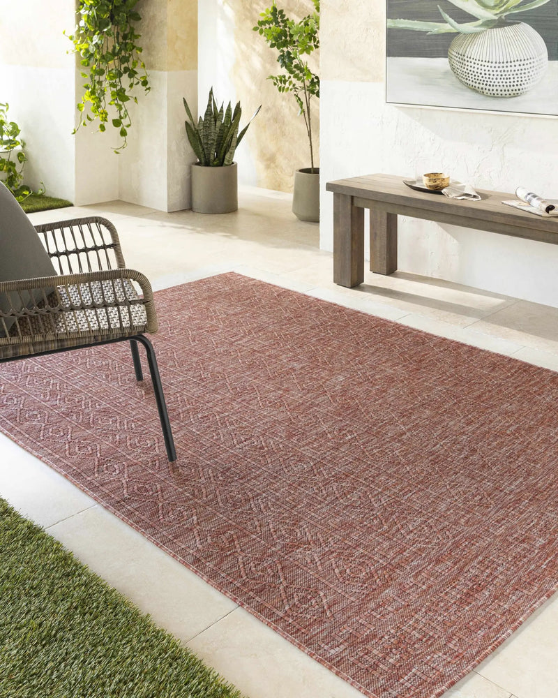 Nuela Burgundy Outdoor Area Rug - Clearance by Boutique Rugs