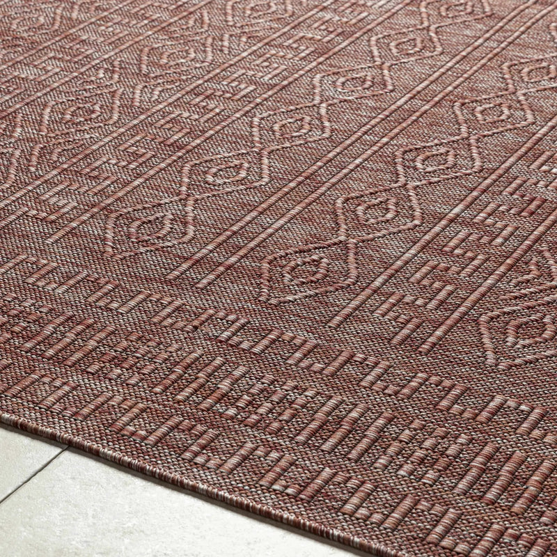 Nuela Burgundy Outdoor Area Rug - Clearance by Boutique Rugs