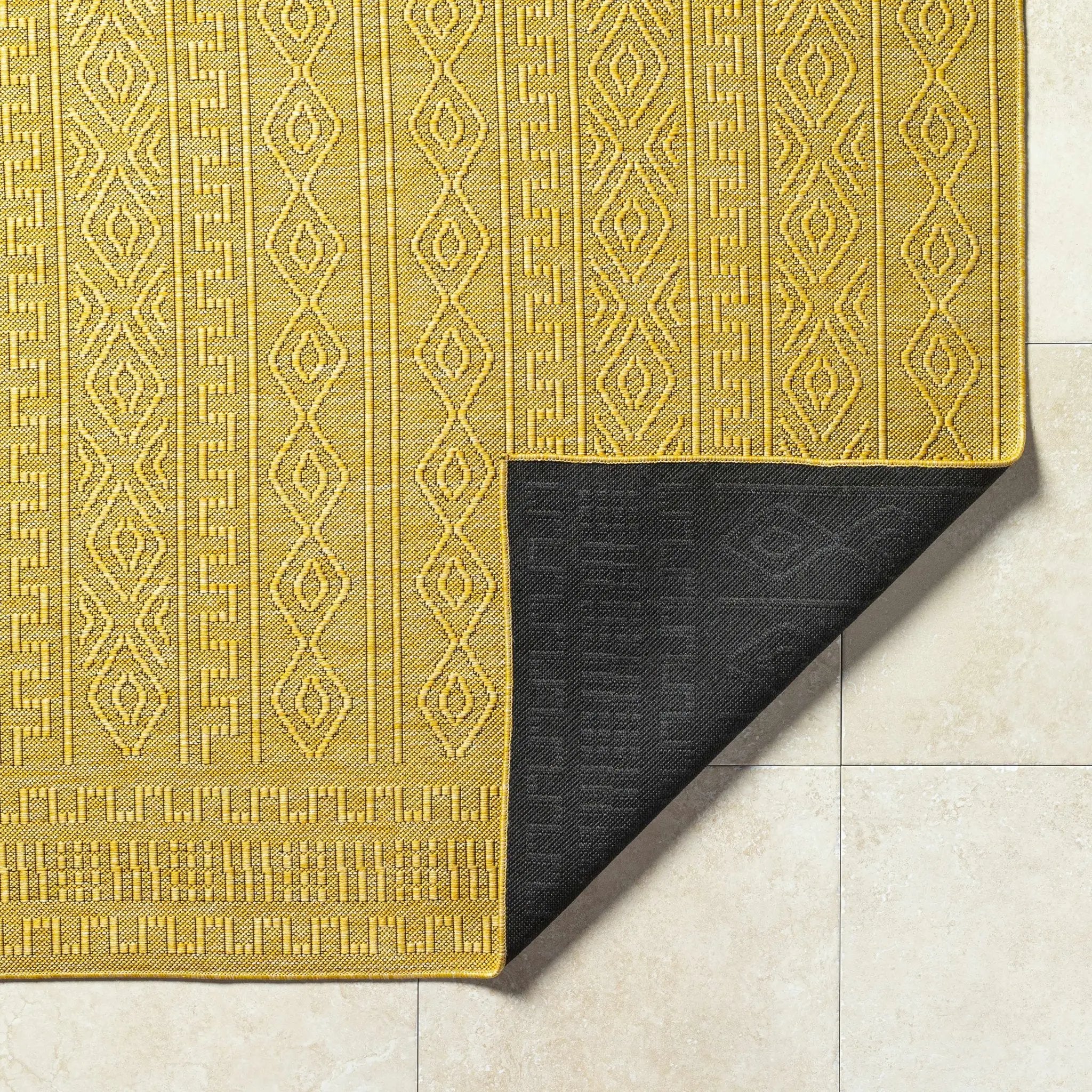 Nuela Mustard Outdoor Area Rug - Clearance by Boutique Rugs