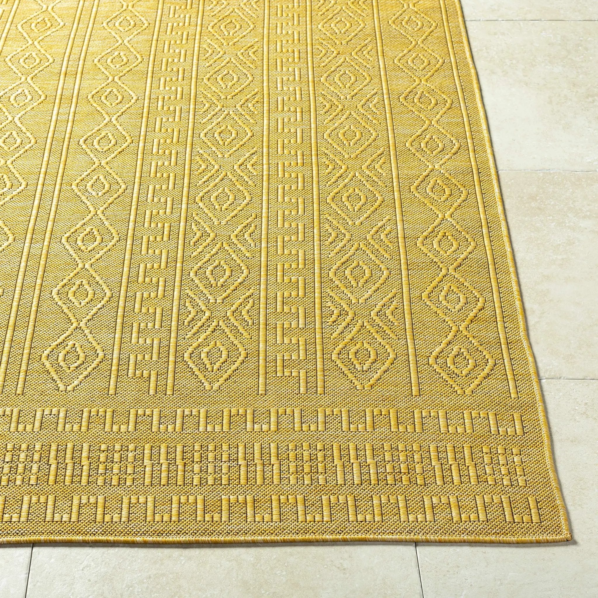 Nuela Mustard Outdoor Area Rug - Clearance by Boutique Rugs