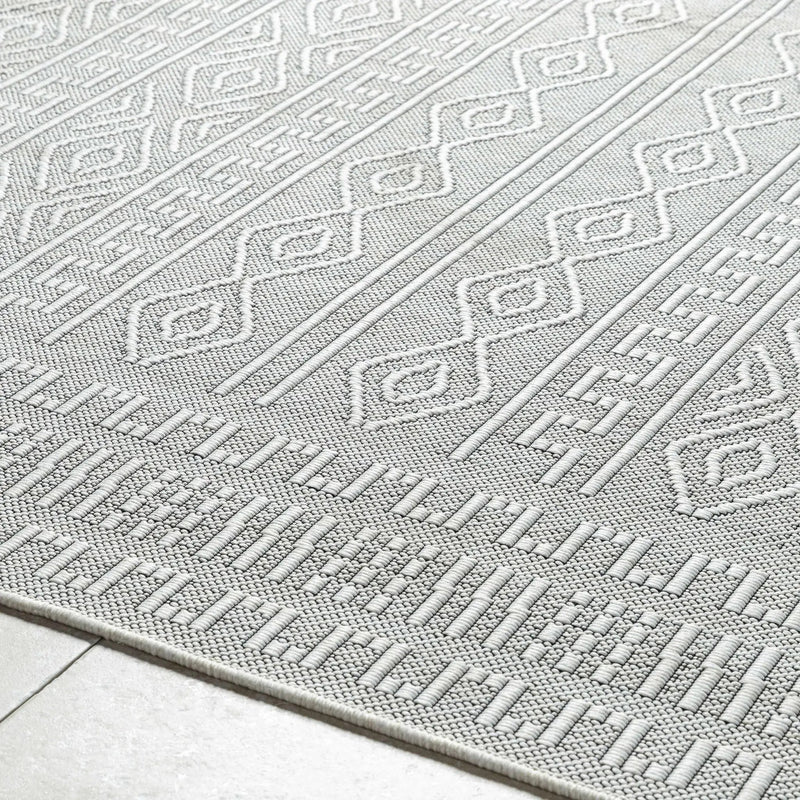 Nuela Light Gray Outdoor Area Rug - Clearance by Boutique Rugs