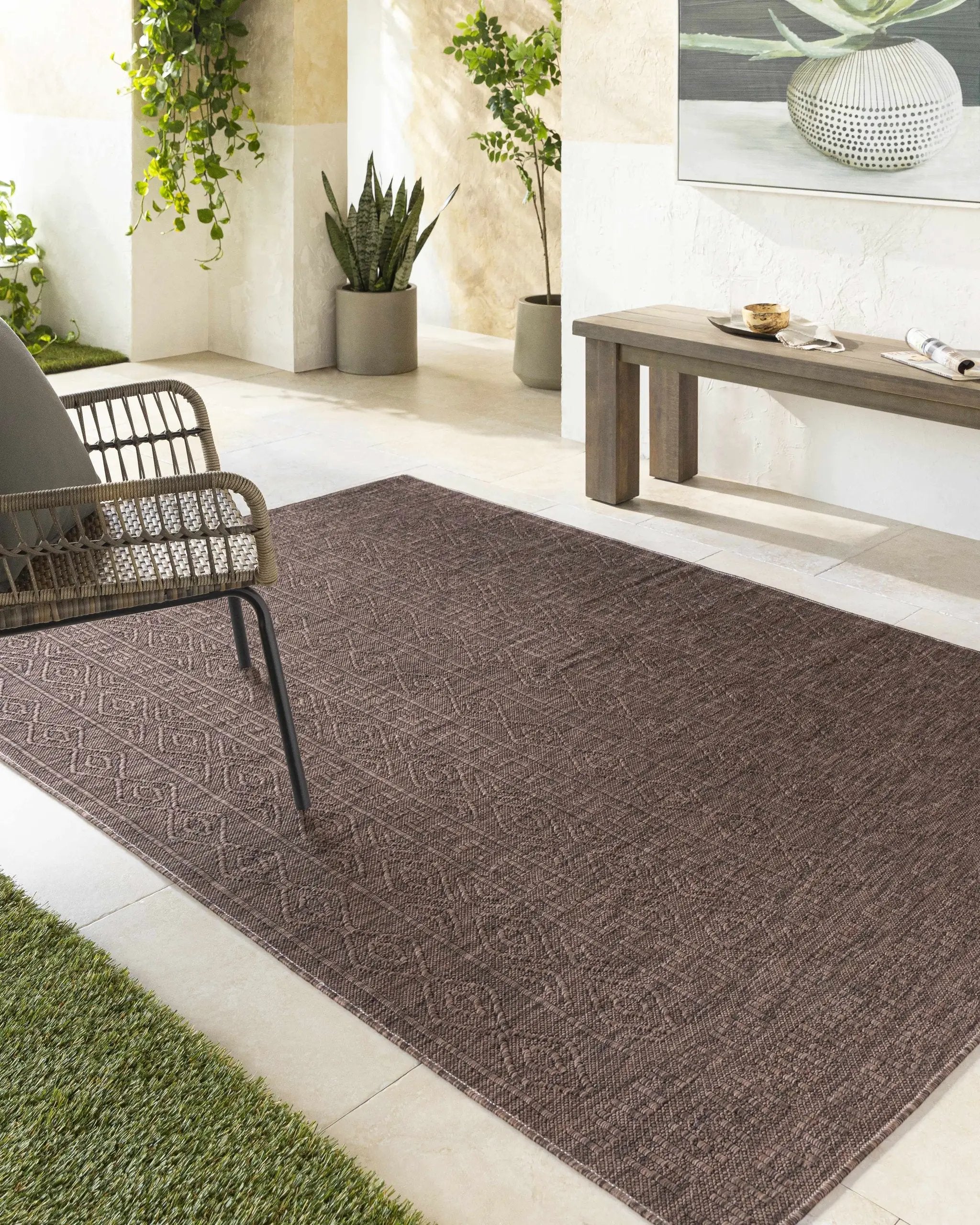 Nuela Dark Brown Outdoor Area Rug - Clearance by Boutique Rugs
