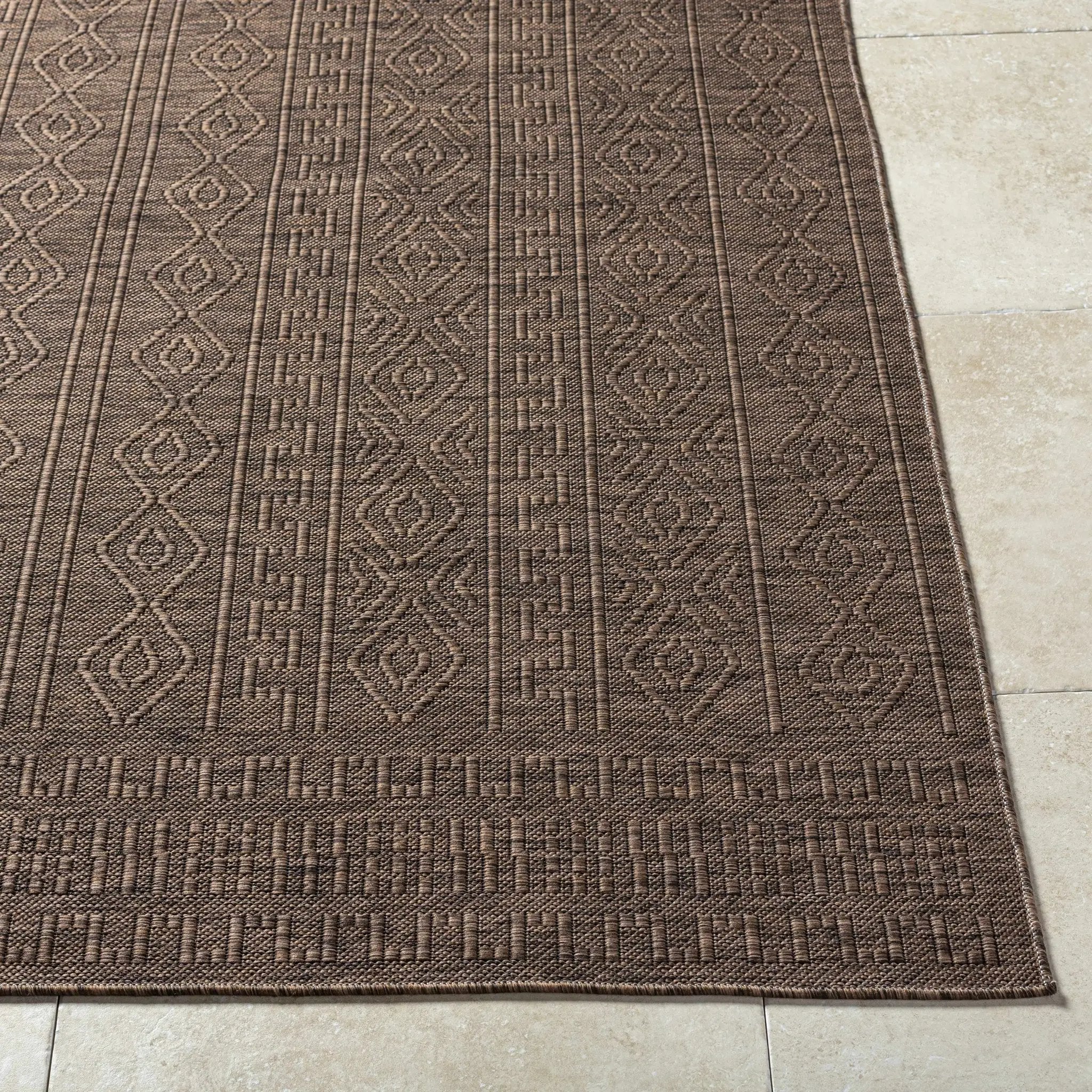 Nuela Dark Brown Outdoor Area Rug - Clearance by Boutique Rugs