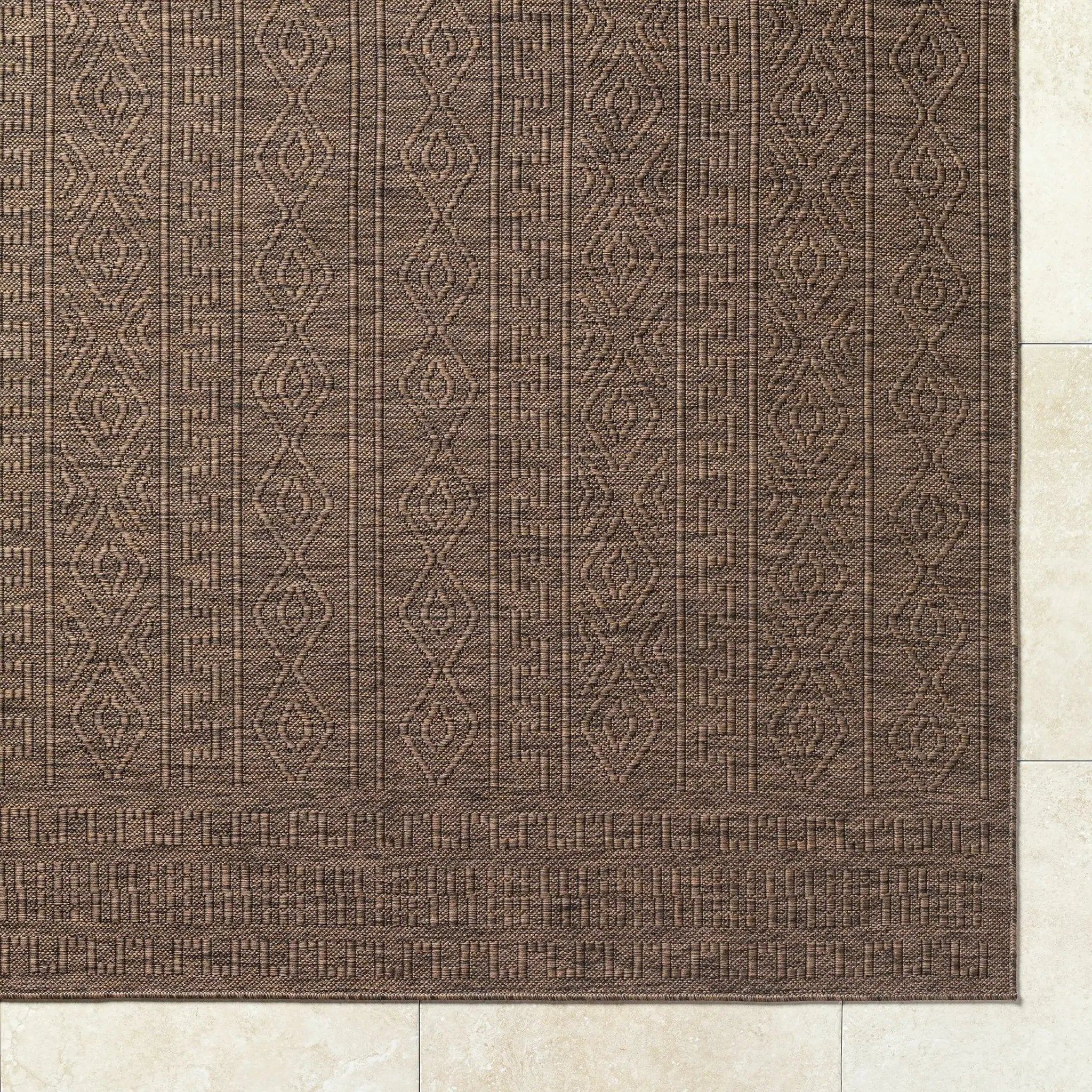 Nuela Dark Brown Outdoor Area Rug - Clearance by Boutique Rugs