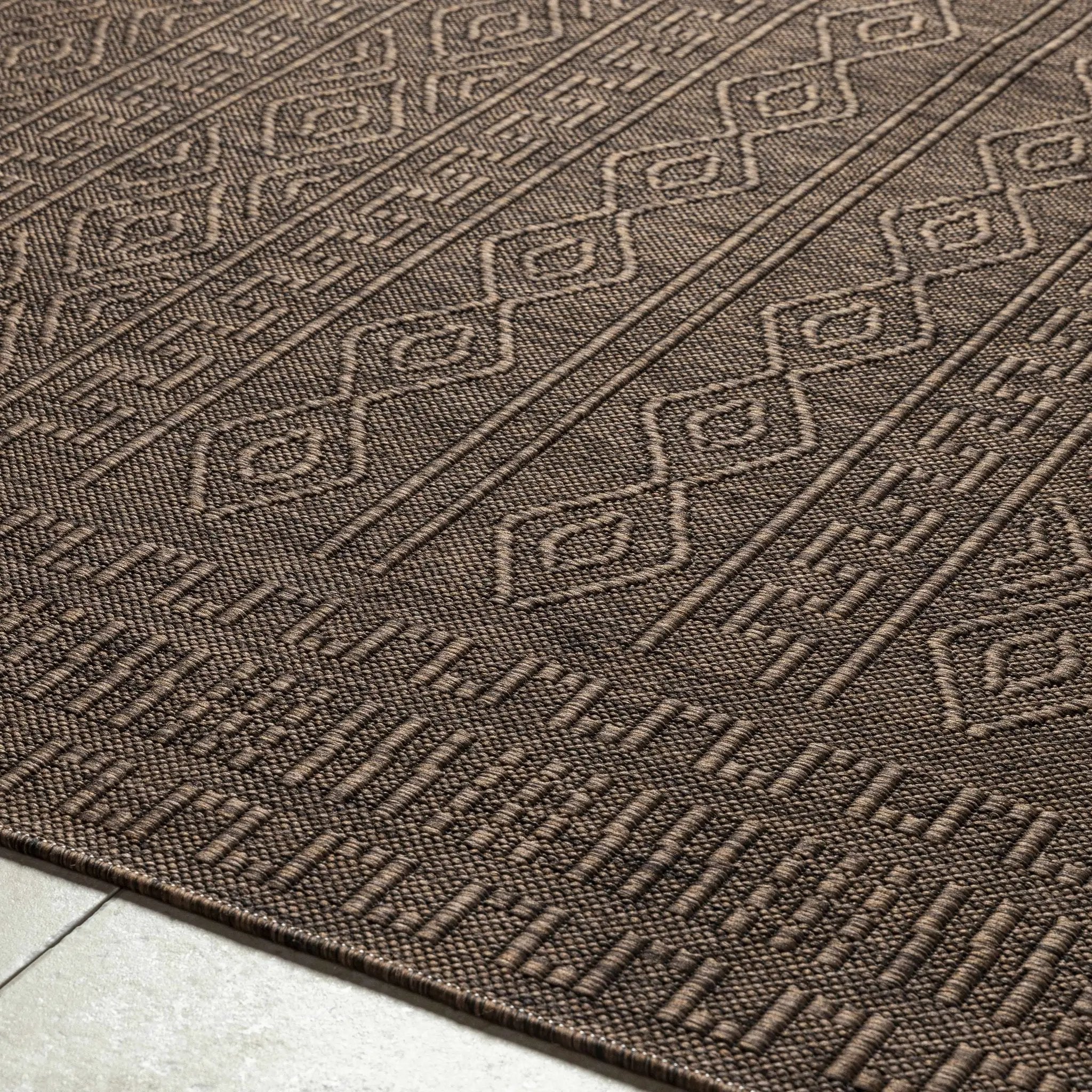 Nuela Dark Brown Outdoor Area Rug - Clearance by Boutique Rugs