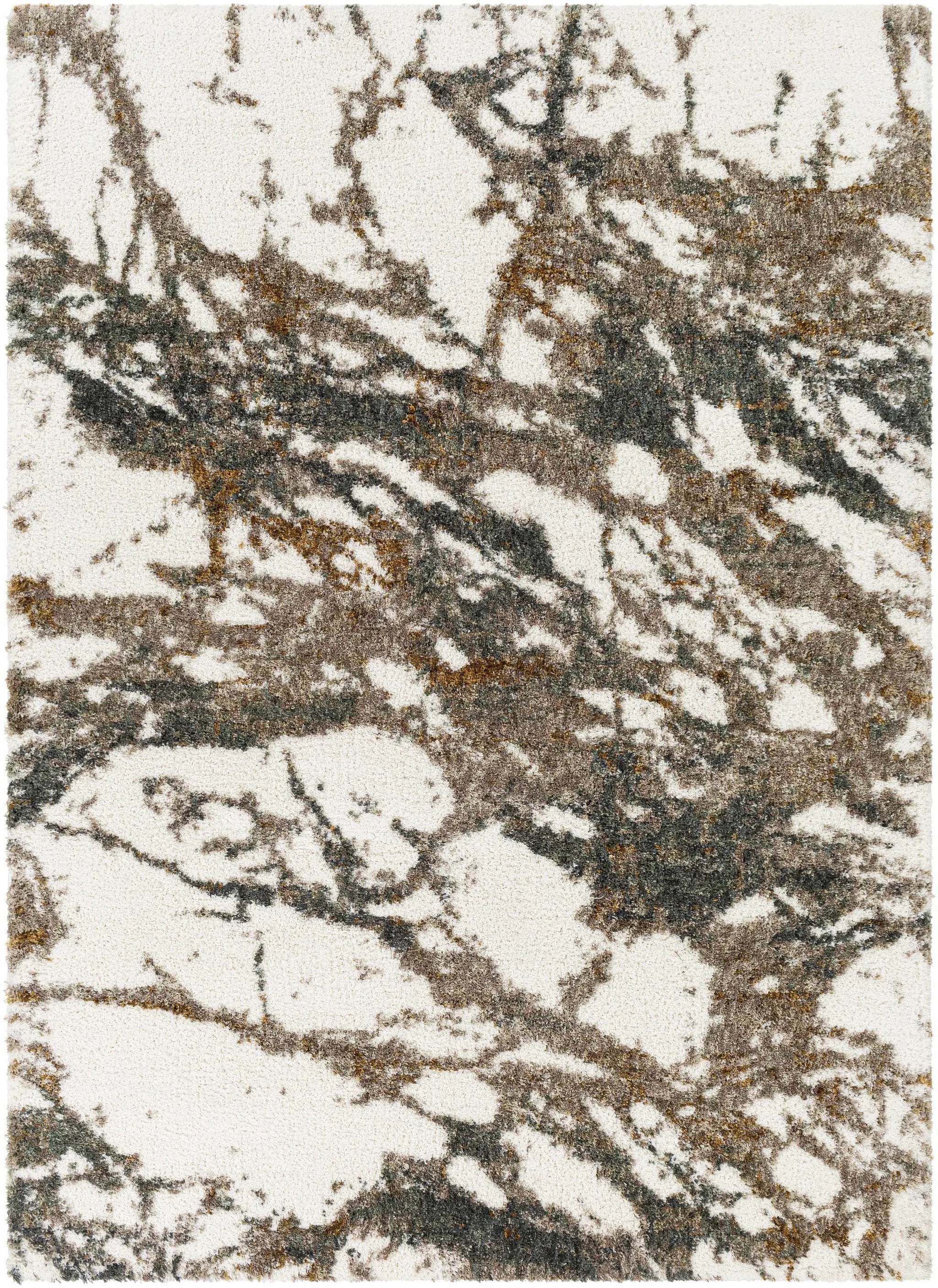 Ngunnawal Cream/Brown Marble Plush Rug by Boutique Rugs