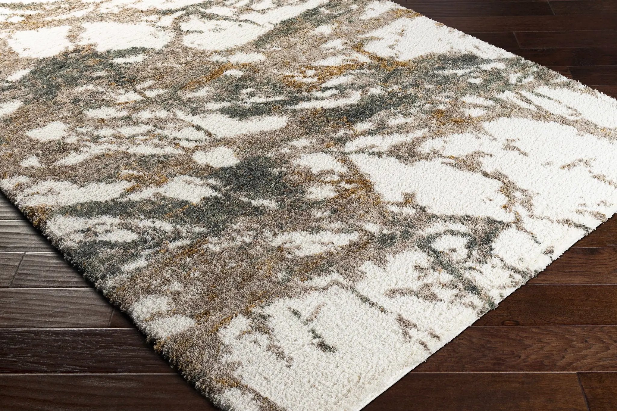 Ngunnawal Cream/Brown Marble Plush Rug by Boutique Rugs