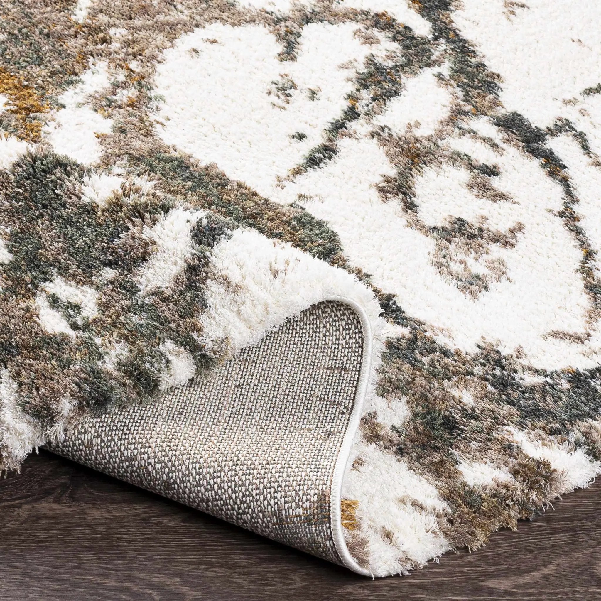 Ngunnawal Cream/Brown Marble Plush Rug by Boutique Rugs