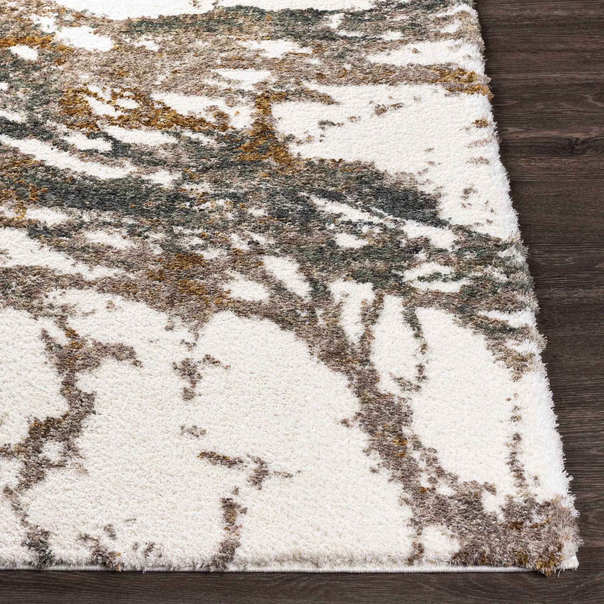 Ngunnawal Cream/Brown Marble Plush Rug by Boutique Rugs