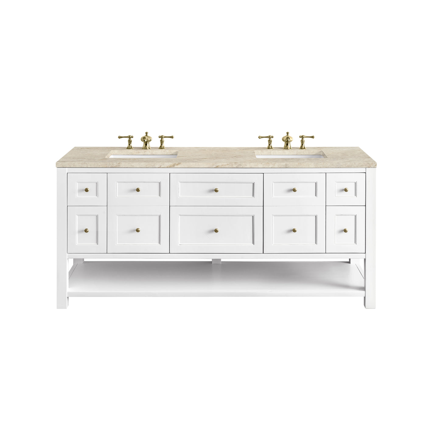 James Martin Breckenridge 72" Double Bathroom Vanity, Bright White with Tajnar countertop
