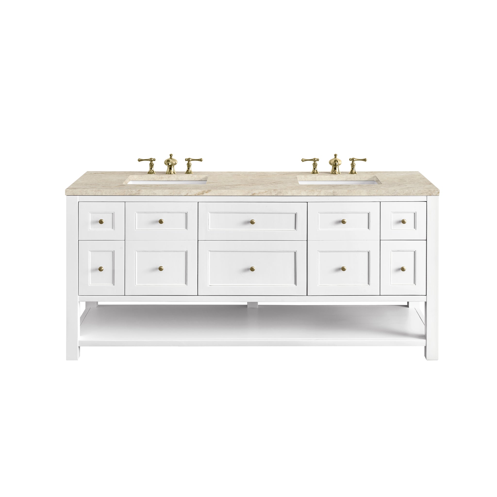 James Martin Breckenridge 72" Double Bathroom Vanity, Bright White with Tajnar countertop