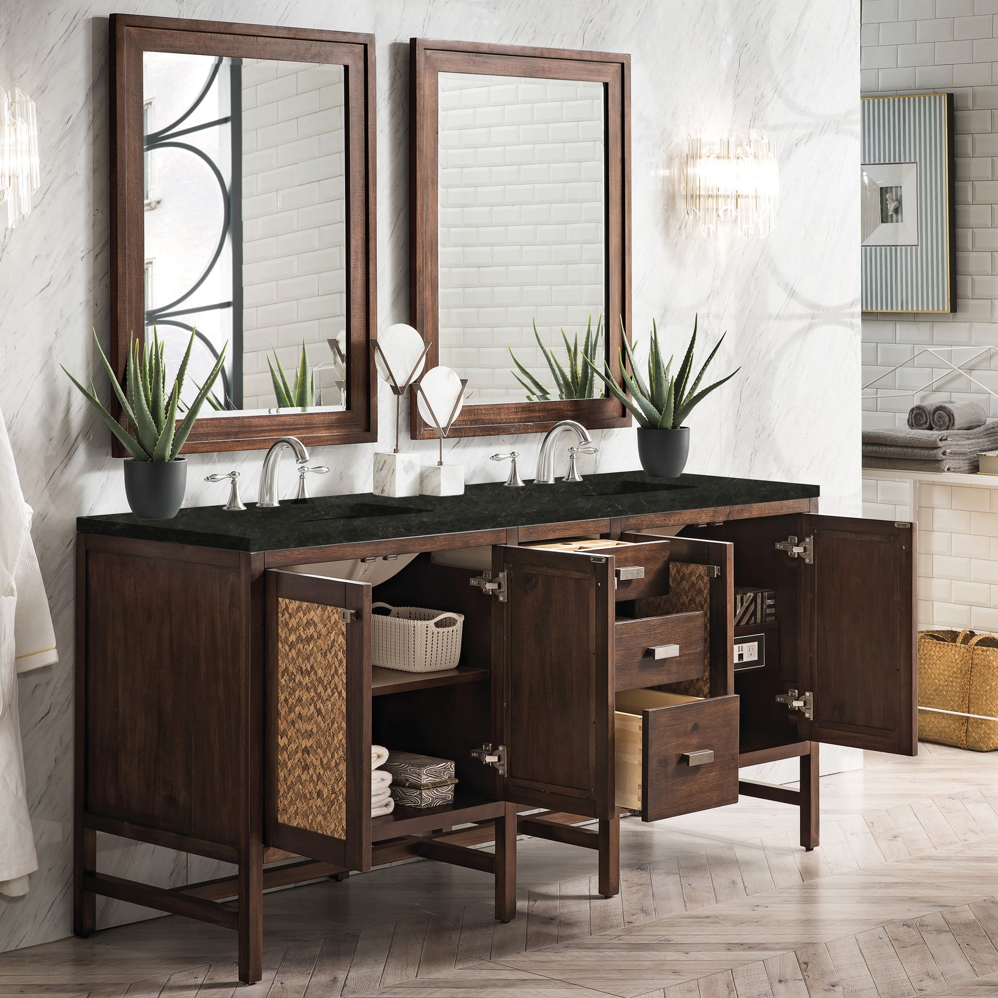 James Martin Addison 72" Double Bathroom Vanity, Mid-Century Acacia, view 31