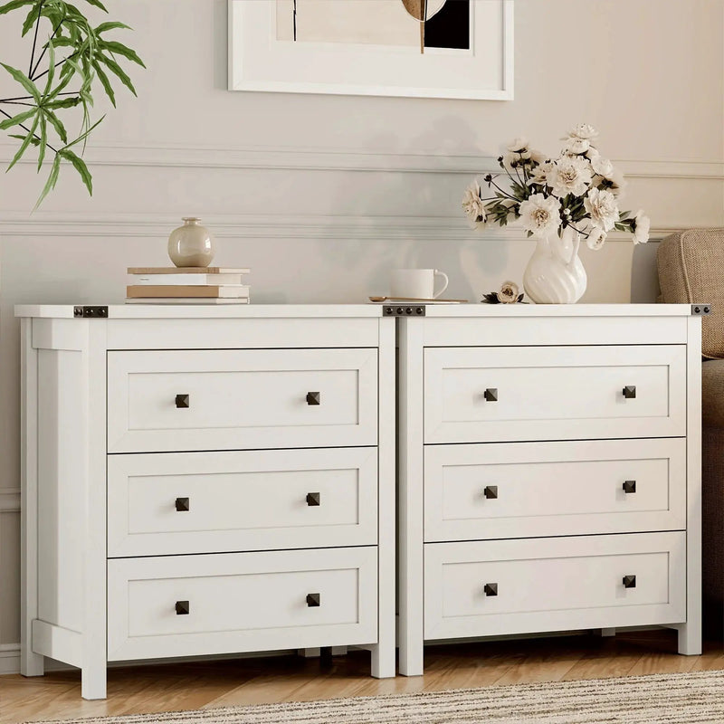 Nightstand - 3-Drawer White 27 by House Of Avana