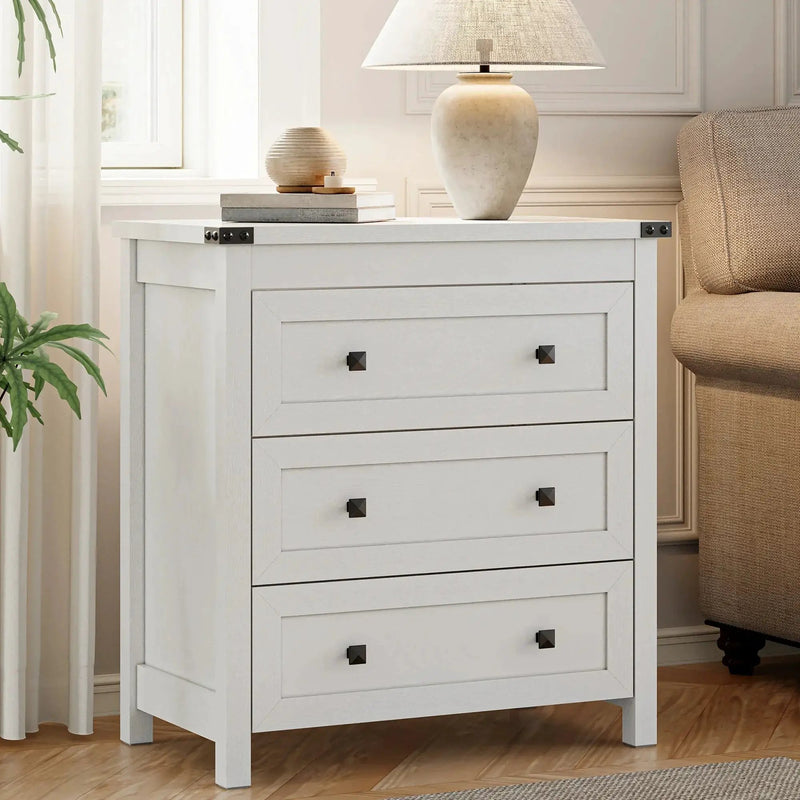 Nightstand - 3-Drawer White 27 by House Of Avana