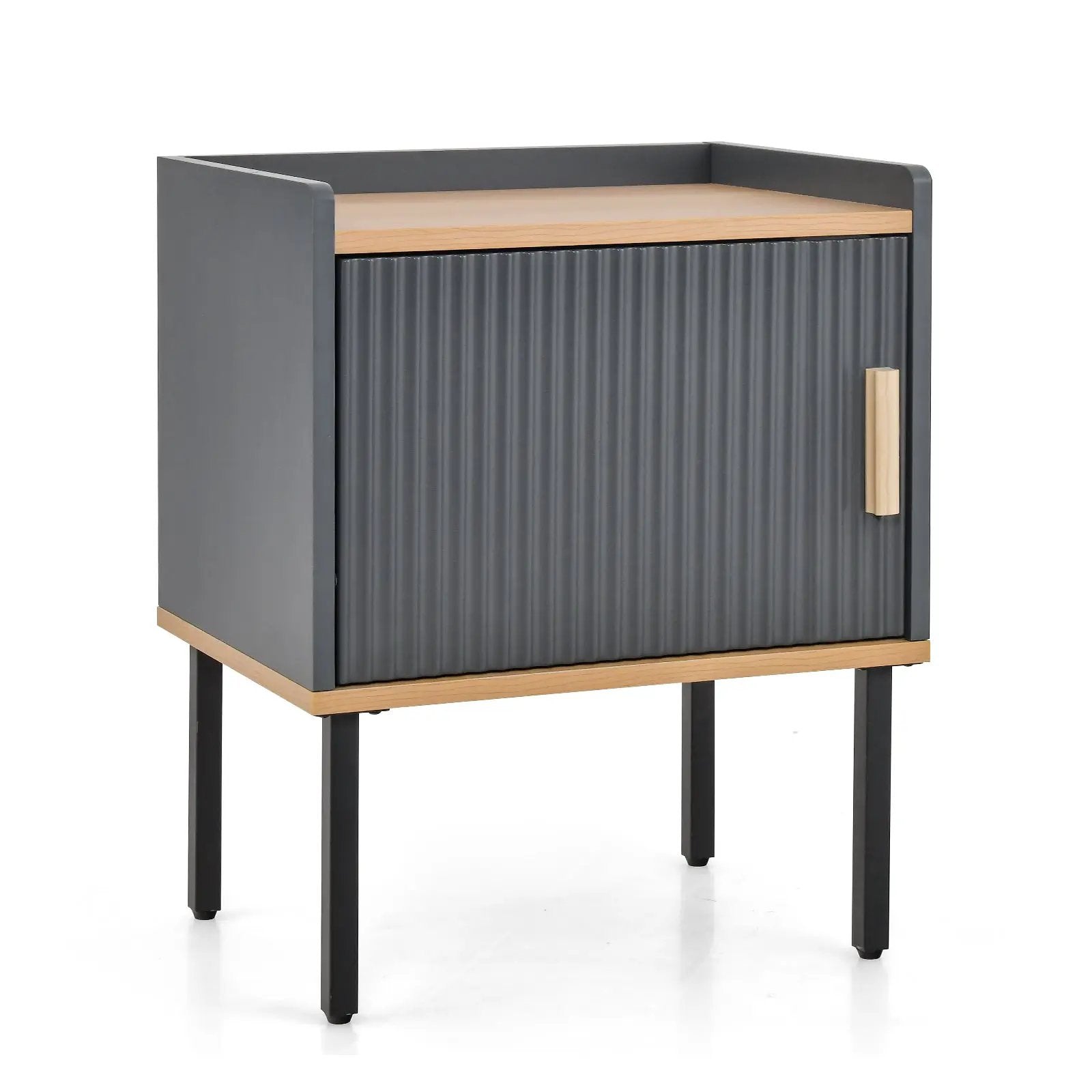 Nightstand Bedside End Table with Door Cabinet for Living Room Bedroom-Gray by DirectDeals