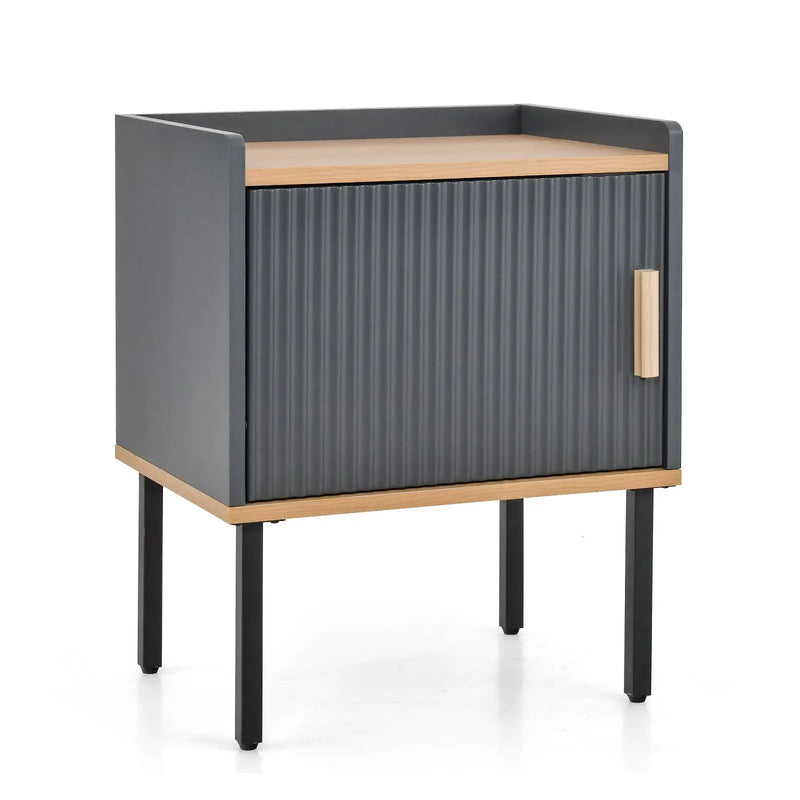 Nightstand Bedside End Table with Door Cabinet for Living Room Bedroom-Gray by DirectDeals