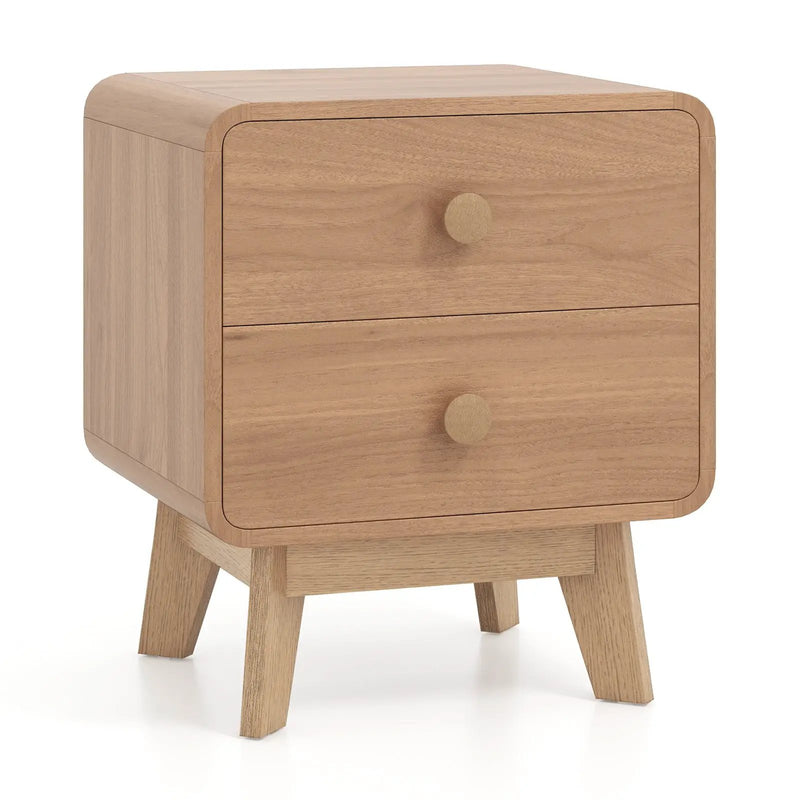 Nightstand with 2 Drawers Solid Rubber Wood Legs by DirectDeals