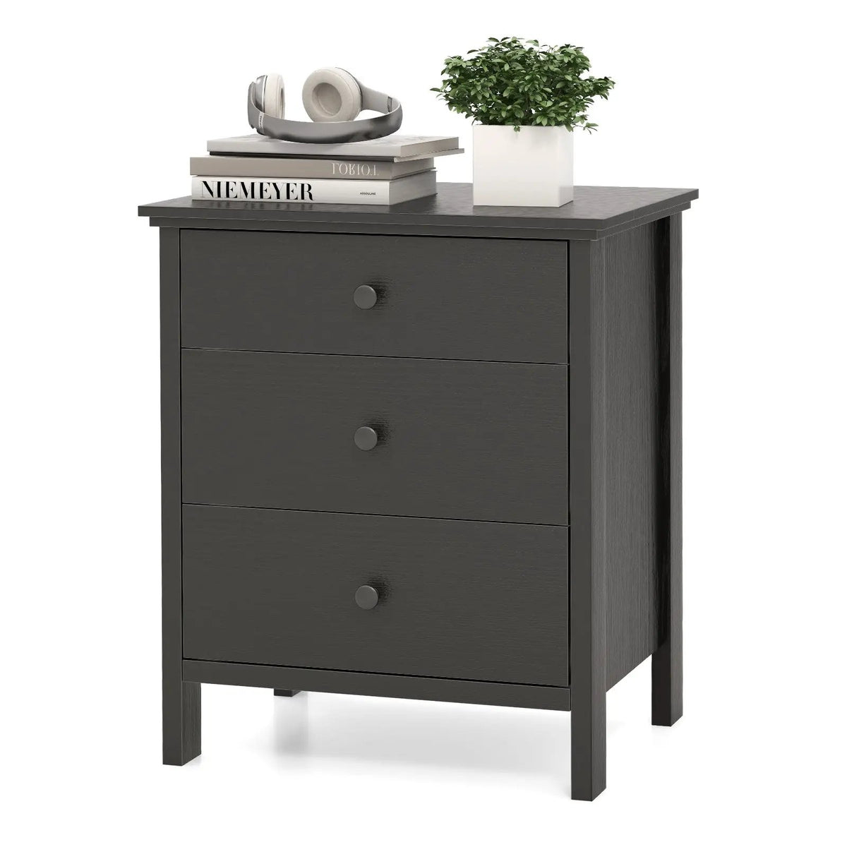 3-Drawer Wooden Nightstand Modern Bedside Table, photo 9 of 10