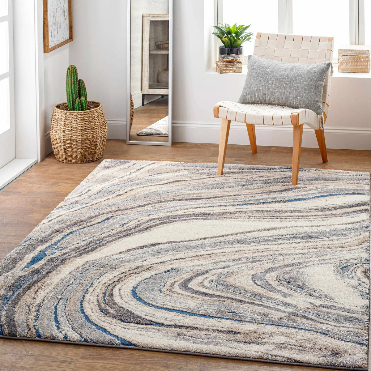 Nillumbik Gray Marble Design Rug, installed in a room